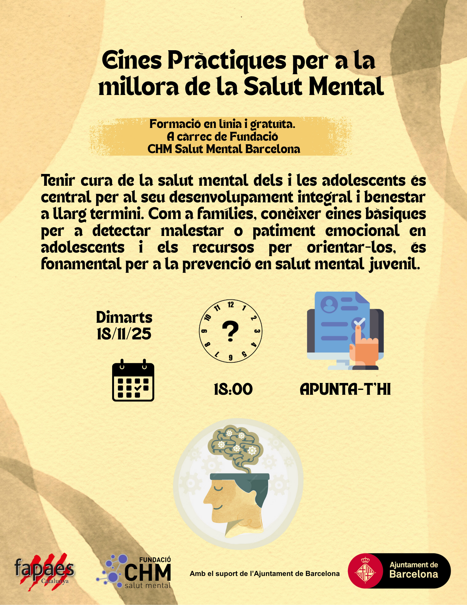Cartell formació: Eines Pràctiques per a la millora de la Salut Mental