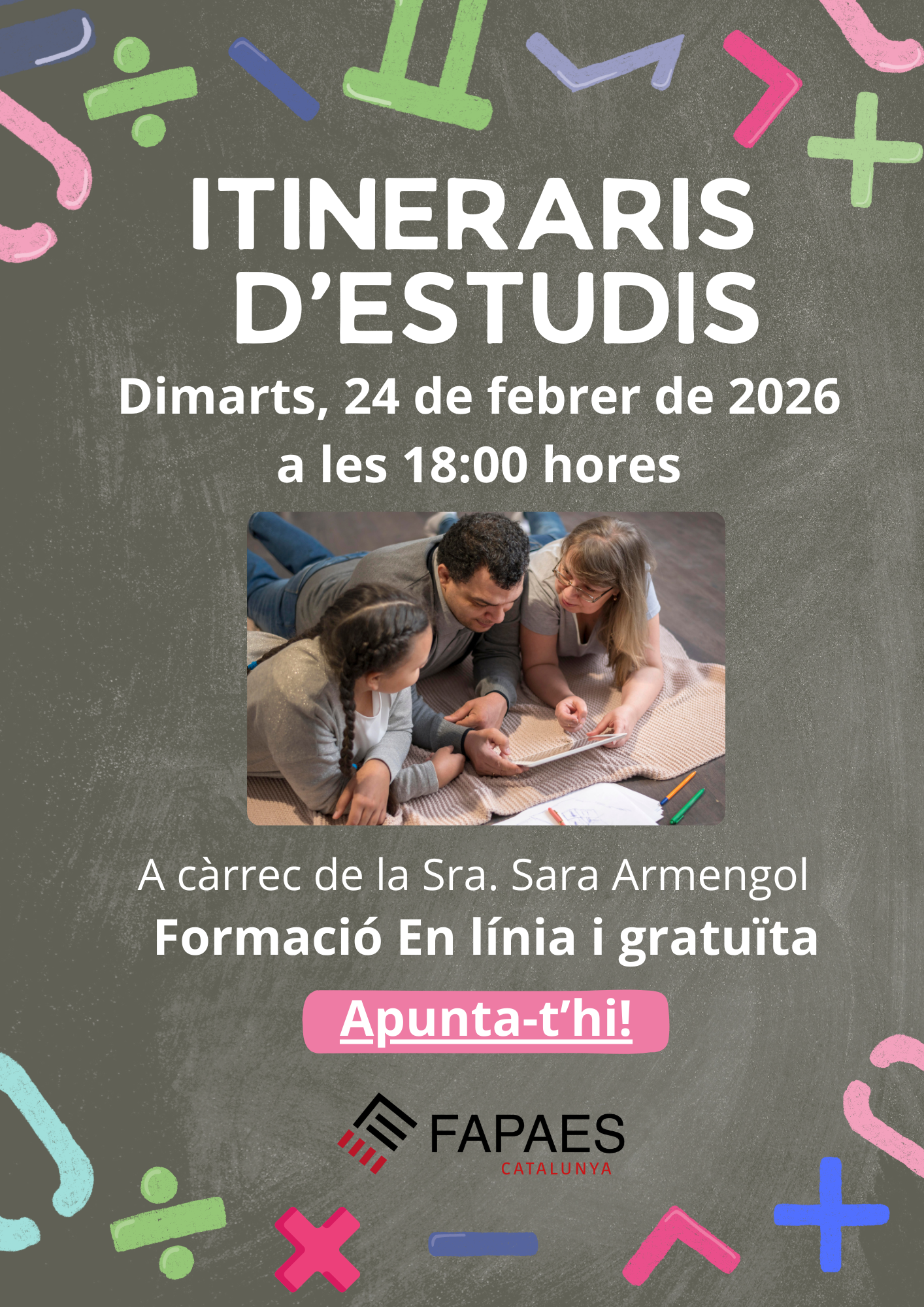 Formació en línia i gratuïta: Itineraris d’estudis (24/02/2026, 18:00 h)